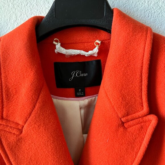 J. Crew Orange Double-breasted Topcoat Coat Size 2 - Picture 4 of 14